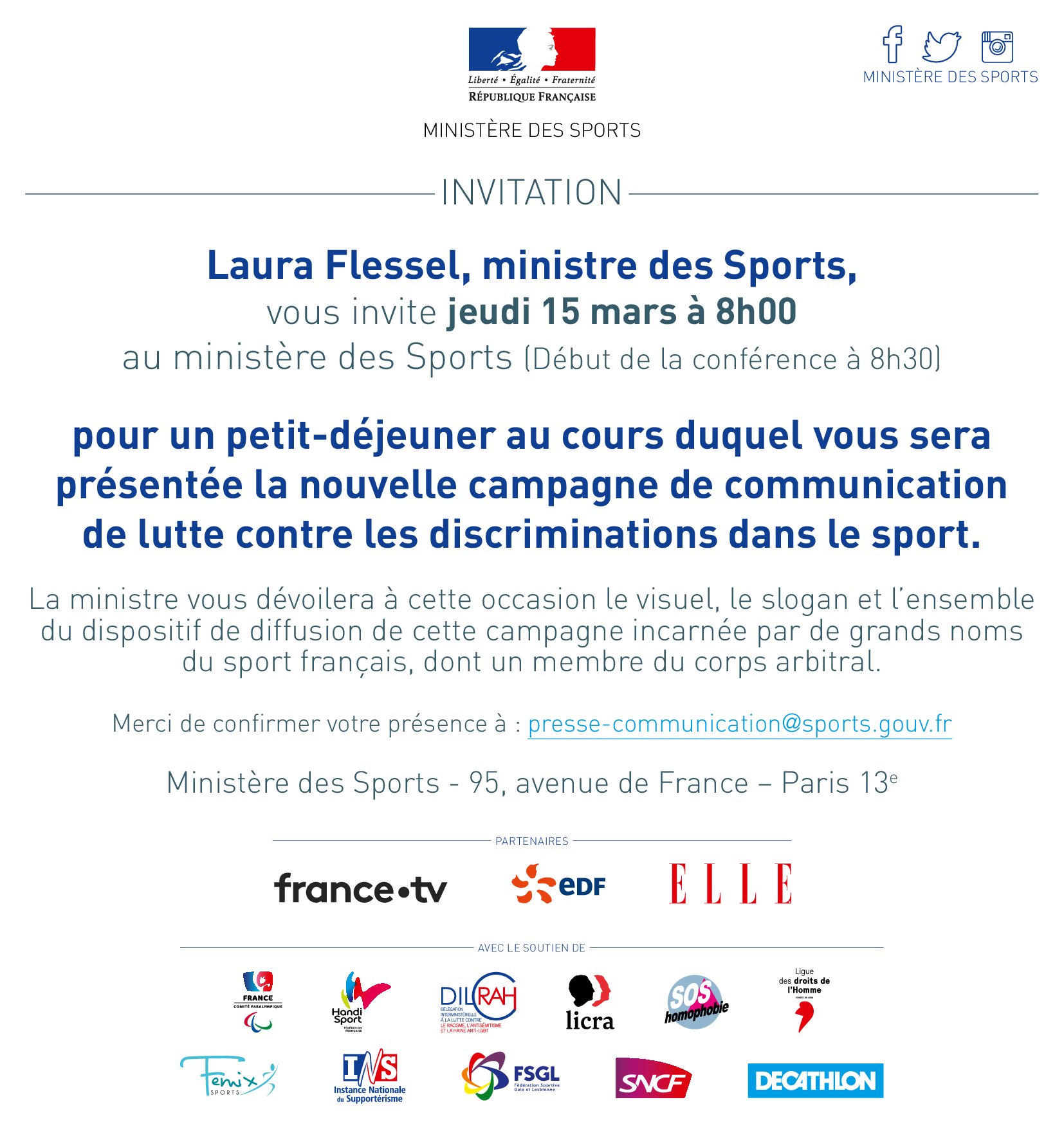 Lancement de la campagne de lutte contre les discriminations dans le sport Femix'sports
