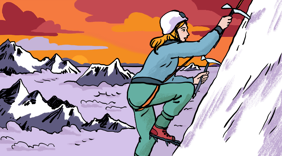 Guide de haute montagne et coach à l’ENAF (Équipe Nationale d’Alpinisme Féminin), Lise Billon nous ouvre la voie de son métier