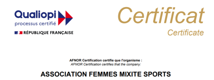 Femix’Sports certifiée Qualiopi